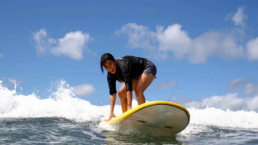 Learning to surf on Oahu's North Shore